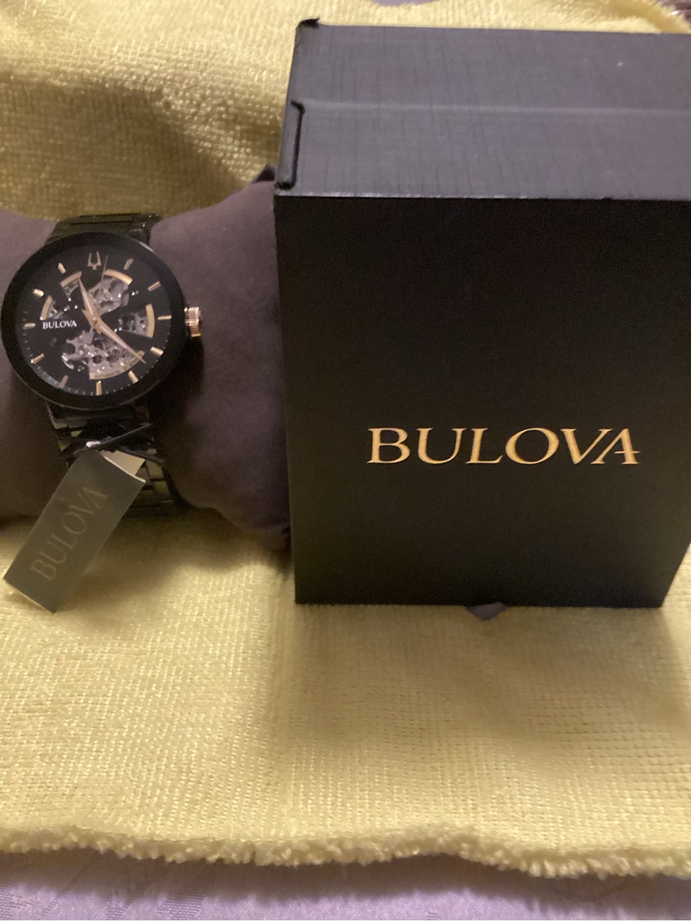Bulova Black Futuro Modern Automatic Skeleton Men’s Watch (98A203) Full Box Set